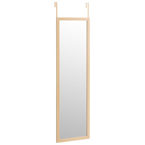 LOLAhome - Espejo Efecto Madera Natural Largo Rectangular para Colgar en Puerta o Pared de Cuerpo Entero de 125x35 cm, Incluye 2 Ganchos fáciles de Quitar para Colgar en Puertas