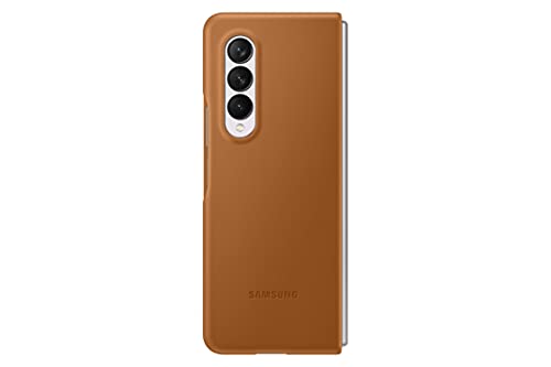 Samsung Electronics for Galaxy Z Fold 3 Phone Case, Leather Protective Cover, Heavy Duty, Shockproof Smartphone Protector, US Version, Camel, EF-VF926LAEGUS