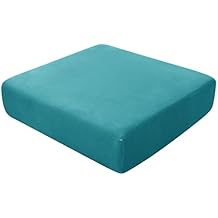 Velvet Cushion Covers, Strech Couch Cushion Cover, Individual Cushion Covers for Chair Loveseat Sofa Furniture Protector -Water Blue-3 Seater
