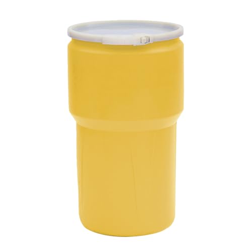 Eagle Plastic Drum, 14 Gallon Drum, DOT Compliant, Made in USA, Yellow | High-Density-Polyethylene Construction, Open Head Lab Pack Drum, Plastic Lever-Lock Lid, Hazardous Material Storage,Transport