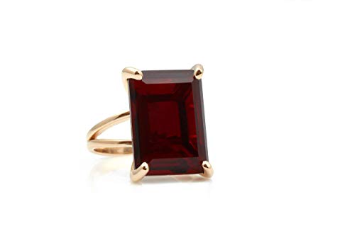 Elegant Garnet Rose Gold 13X18Mm Emerald Cut Ring - Statement Ladies Ring, Fashion, Engagement - Bold Handmade Custom Jewelry - Choose Your Size And Finish #TOP2
