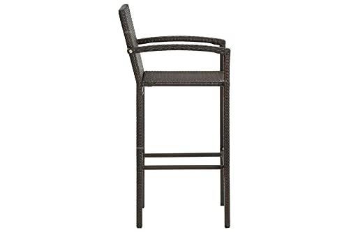 Image of BRISHI Outdoor Bar Set Garden Patio Bar Set 1+2 2 Chairs and Table Set Balcony Bar Table with Stool Set (Dark Brown)