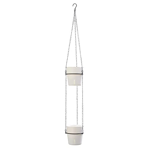 Pilavaloo Hanging Planters For Indoor Outdoor Plants, 5.6 Inch 2 Tier Self Watering Plants Pots With Adjustable Hanging Chain For Vertical Green Plants, Home,Porches And Patio Decor #TOP6