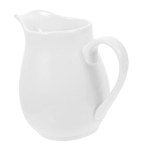 HOLIDYOYO Ceramic Milk Jug Sauce Cup Sauces Jug Porcelain Pouring Jug Gravy Dispenser Sauce Bowl with Handle Coffee Dispenser Coffee Syrups Gravy Boats Frothing Pitcher Ceramics White