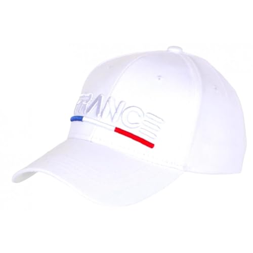 PAYS Casquette France Blanche Drapeau Tricolore Bleu Blanc Rouge Classe - Taille Unique - Blanc