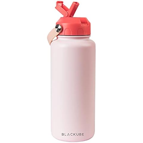 Blackube Edelstahl Trinkflasche mit Strohhalm 1000ml-Thermosflasche Thermoskanne - BPA-Frei, Auslaufsicher, Große Trinkflasche aus Metall Cover