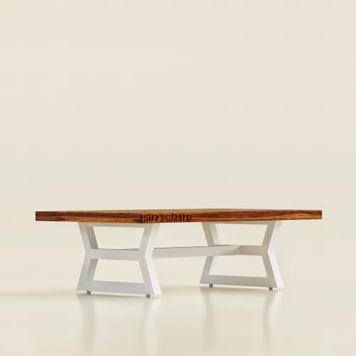 Image of Coffee Table, Solid Sheesham Wood, Brown & White | Solid Sheesham Wood