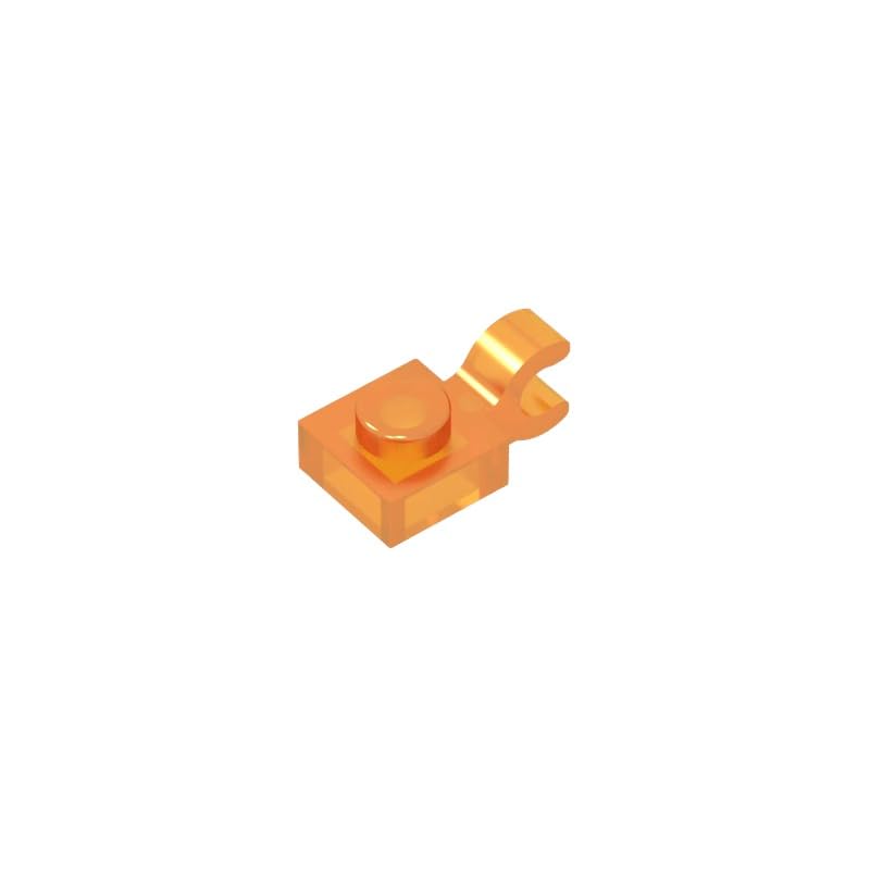 Gobricks 6019 Hinge Plate Plate Special 1x1 with Clip Horizontal [Thick U Clip] 50 Pieces GDS-813 Compatible with Lego Building Blocks Color:Trans Orange — image 1