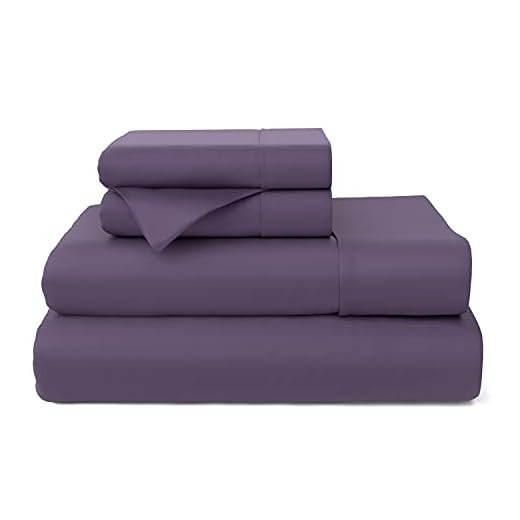 Cosy House Collection Premium Bamboo Sheets - Deep Pocket Bed Sheet Set - Ultra Soft & Cool Bedding - Hypoallergenic Blend from Natural Bamboo Fiber - 4 Piece - King, Purple