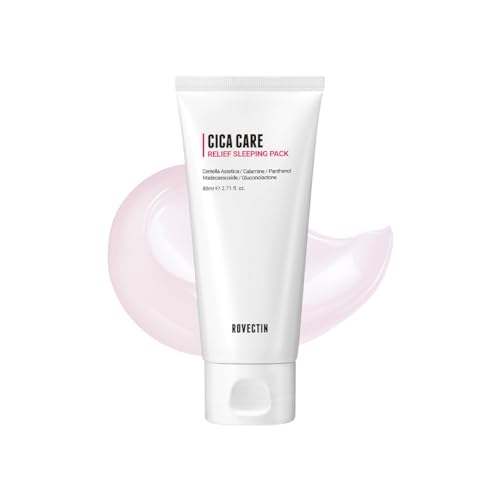 ROVECTIN Cica Care Relief Sleeping Pack 2.7 fl oz - Overnight Sleeping Mask Cream with Centella Asiatica Extract and Protease