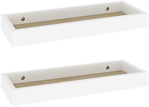 vidaXL 2x Loggia Wall Shelves Home Living Room Furniture Wall Mounted Hanging Floating Display Shelves Wall Rack Ledges Shelving MDF Concrete Grey