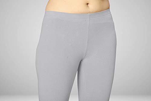 Image of Women's Cotton Skinny Leggings with Ankle Length Solid Pattern Mid Rise and Elastic Closure | Cotton Skinny Leggings for Womens
