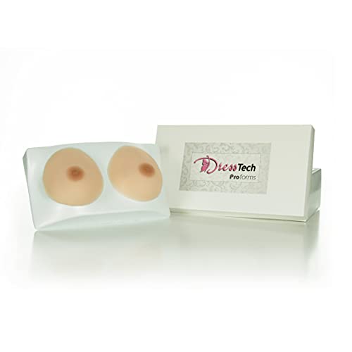 Dresstech Proform Crossdresser Gel Filled Silicone Breast Forms, Enhanced Shape - Adhesive Tapes Included - Size 10 Light Beige #TOP7
