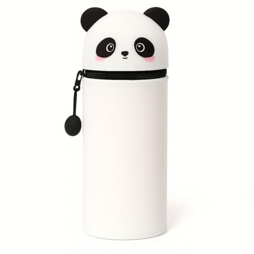 Framtida skosnören silikon fodral barn pennfodral med djurdesign, utdragbart pennfodral för skola och kontor, pennfodral med pingvin, panda, dino, björn, katt, bimotiv, flerfärgad, Panda