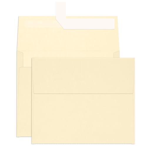 100 Pack A2 Ivory Envelopes, Goefun 4.375 x 5.75 Printable Invitation Envelopes 120 GSM, Cream Self Seal for DIY Greeting Cards, Photos, Invitations, Weddings, Graduation, Baby Shower