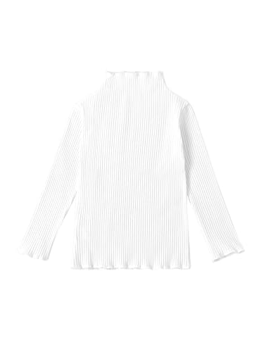 OYOANGLE Girl's Long Sleeve Ribbed Knit Top Basic Shirt Tee Mock Neck Tee Top