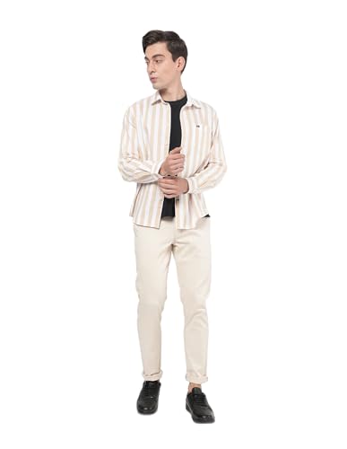 Image of Arvind Men Beige Modern Fit Chinos