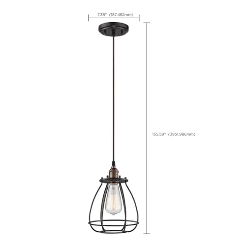 Image of Nuvo Lighting 60 /5401 Vintage Incandescent One Light Pendant Closed Cage Narrow Opening Polished Nickel