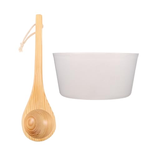Doublure seau de sauna 4L plastique insert étanche et louche bois de sapin pour bain de pieds