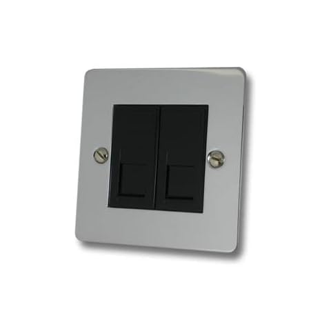 G&H Brassware Flat Polished Chrome 2 Gang / Double Rj45 Plug Socket FC62B Cover