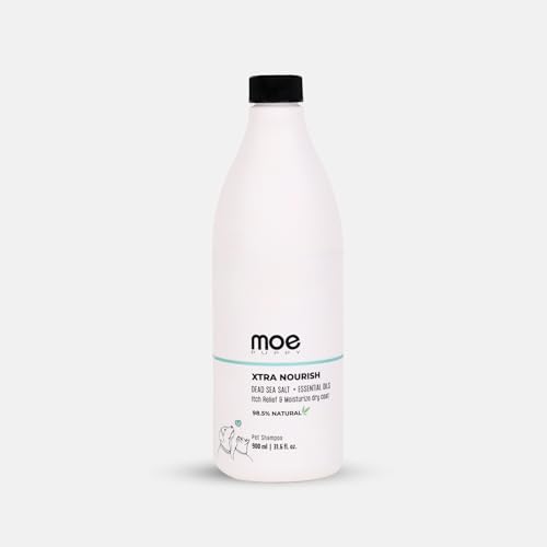Image of Moe Puppy Xtra Nourish: Herbal Dog Shampoo for Itchy Skin, Allergies, and Dry Coat | Anti-Fungal, Antibacterial, pH Balanced for Dogs & Cats (900 ML)