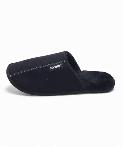 Image of SVAAR Men's Warm Winter Slippers, Cozy Fur Flip Flop Slip-On House Shoes, Indoor Bedroom Slides & Closed-Toe Home Clogs Sandals