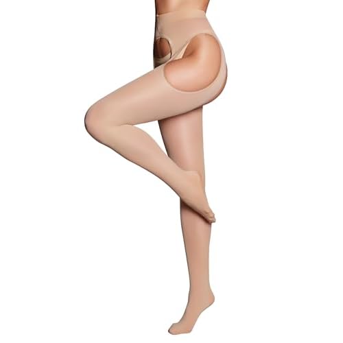 RSLOVE Women Sexy Suspender Tights - Garter Belt Stockings Control Top Pantyhose High Waist Queen Plus Nude