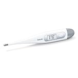 Beurer FT 09 Digital- und Körperthermometer, wasserdicht, LCD-Display mit Messbereich +/- 1 ºC, akustisches Signal, ohne Glas, Farbe Weiß
