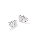 Kendra Scott Ari Heart Emilie Stud Earrings in Ivory Mop/Iridescent Drusy, Rhodium Plated Brass, Fashion Jewelry for Women