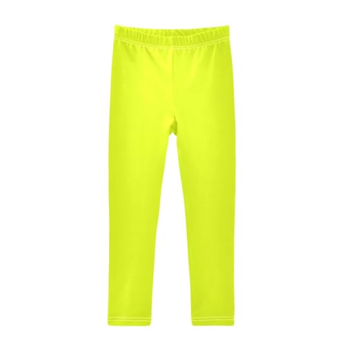 Girl Leggings Neon Yellow Green Solid Color Yoga Leggings Pants Tights Trousers Dance Pants Stretchy Leggings, 4T
