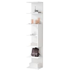 ComfortCove Libreria a Muro, Unità Montata a Parete, Scaffalature, Mensole Sospese, Libreria, Portaoggetti per Camera da Letto, Soggiorno, Bagno, Cucina, Ufficio, 7 Ripiani, Bianco