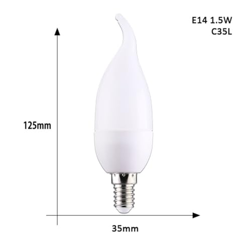 Bombilla de vela LED E14 2W con cubierta blanca 1fortunate de luz cálida para lámparas pack de 10 4