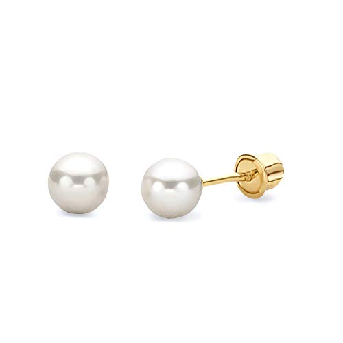 14k Yellow Gold Freshwater Cultured Pearl Stud Earrings - Main Image