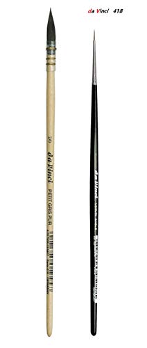 DaVinci ESPACE BEAUX ARTS - Pincel de acuarela francesa de Vinci - Serie 418 No. 0/2 + 1 pincel de Marten rojo de Vinci. Fabricado en Alemania.
