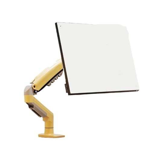 Bras robotisé rotatif pour support d'écran jaune dans un studio moderne