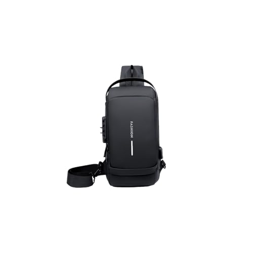 1 Men's Crossbody Bag Anti-theft, USB Crossbody Shoulder Bag Wallet, Waterproof Shoulder Bag, Travel Daypack (Black Brown, Gray, Blue, Black)(Black)