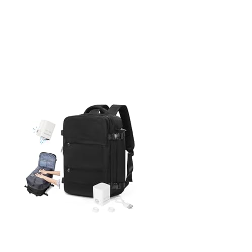 HPLQQ Plecak próżniowy z pompką, plecak podróżny, torba podręczny 40x30x20 dla Ryanair, torba podróżna pod siedzenie samolotu,A01-Czarny