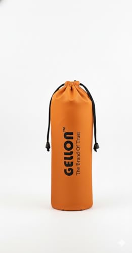 Image of Gellon Bottle Cover In Polyester Cloth For 750 ML, 1 L to 1.5 Litre Water Proof Drawstring Closer For Travel, Hiking, Office & School Kids In Orange Color