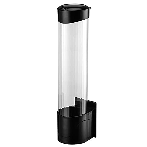 Quitavasos automático Portavasos de Papel Portavasos desechable montado en la Pared A Prueba de Polvo con Tapa Dispensador de Vasos - Negro 37.5 * 9.8Cm Cover