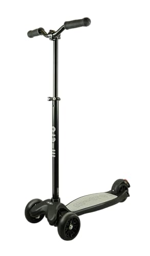 Micro Kickboard Reloaded Three-Wheel Scooter for Big Kids, Teens, & Adults – Lean-to-Steer Carving Ride, Adjustable T-Bar, Wide Wheels, Up to 220 lb, Ages 13+ (Black)