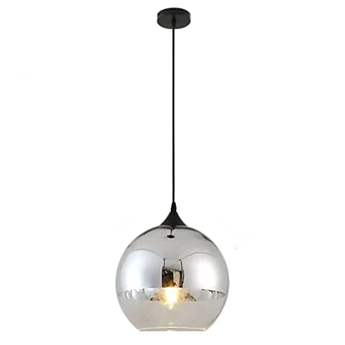 Lampe suspendue au plafond en verre argenté pour îlot de cuisine chic