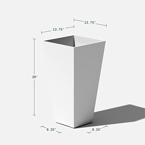 Veradek V-Resin Indoor/Outdoor Taper Planter (White, 26 inch - 2 Pack)