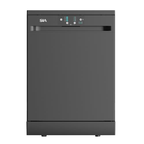 SIA SFSD604BL Freestanding Dishwasher Full-Size 60cm Width 14 Place Settings Delay Start 4 Programs 29 Minute Quick Wash Black