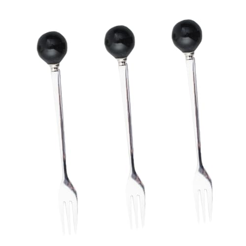FUNOMOCYA 6pcs Creative Flatware Serving Forks Pancake Fork Tableware Cakes Fork Premium Quality Flatware Cocktail Forks Cake Forks Party Fork Mini Dessert Fork Cutlery Cheese Forks Black