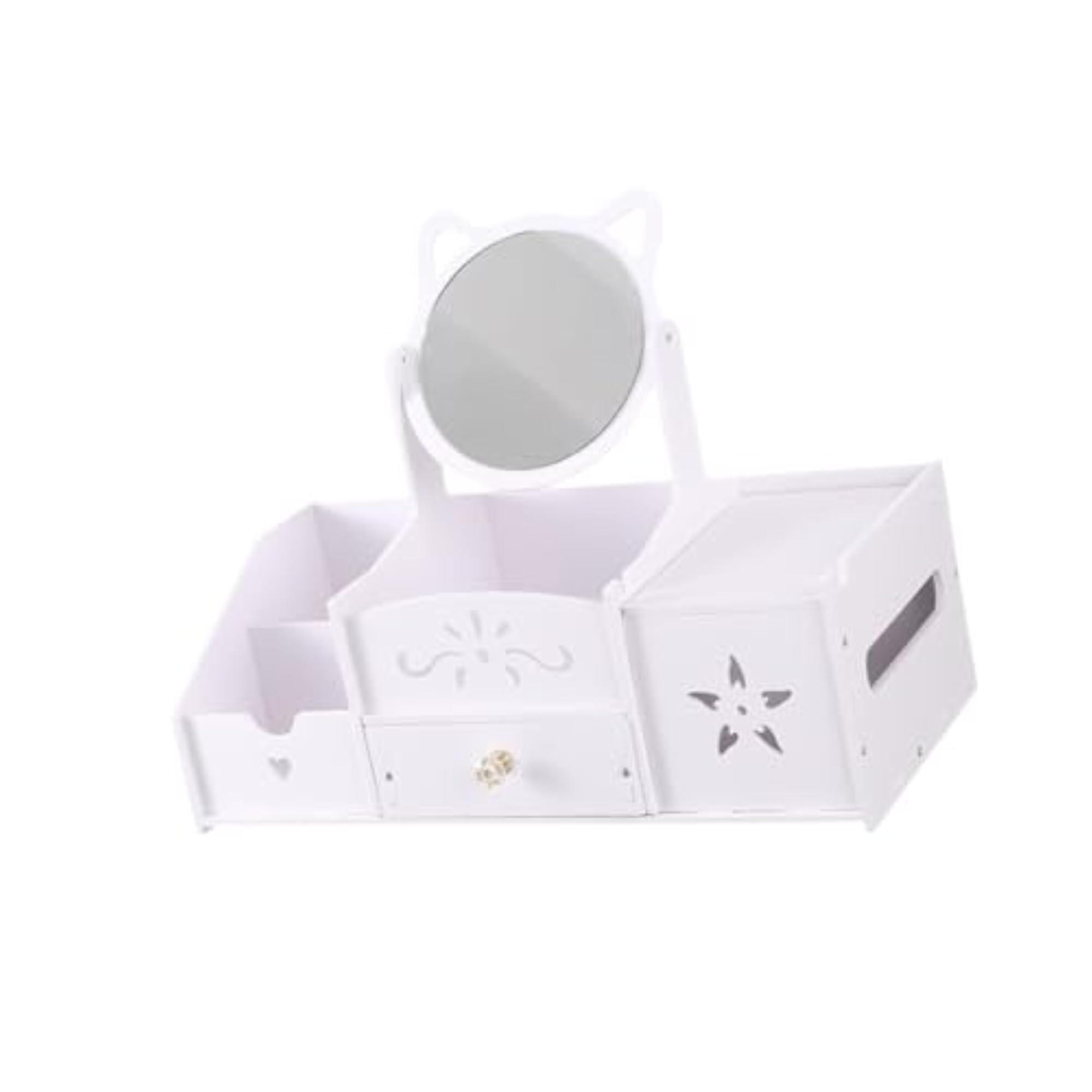 Round Mirror Vanity Organizer for Dresser Countertop