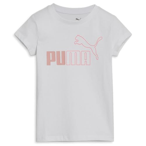 PUMA Kids Girls Power Pack Logo Crew Neck Short Sleeve Casual Tops Casual - White