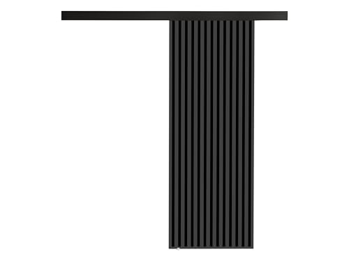 Mirjan24 Schiebetürsystem Batoso mit Selbstschließer, Komplett-Set für Schiebetüren, Lamellen Zimmertür Trennwände, Innentüren, Breite wählbar (Graphit Anthrazit/Schwarz, Modell 70)