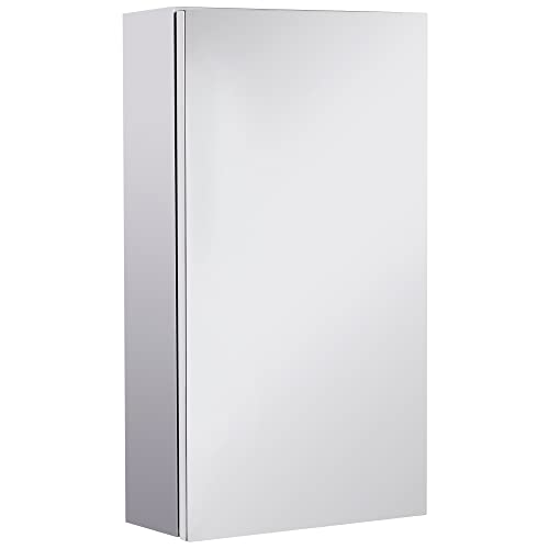HOMCOM Specchiera Bagno con Contenitore in Acciaio con Anta, Mobile Bagno con Specchio e 2 Ripiani, 55x14x30cm