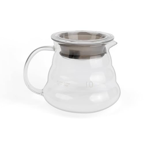 DIYCUT Glas Kaffeekanne 360ml, Kleine Kaffeekanne, Handgebrühter Kaffee-Tropftopf, mit Tropfenfrei-Design, pour Over Kaffeebrüher & Teekanne für Filterkaffee, Cold Brew und Heiße Getränke