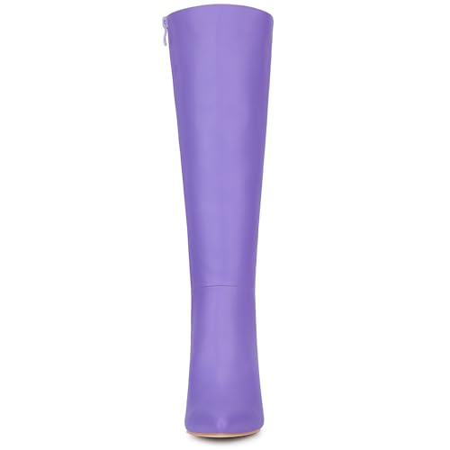 Allegra K Allegra K Women's Pointed Toe Stiletto Heel Purple Knee High Boots 8 M US